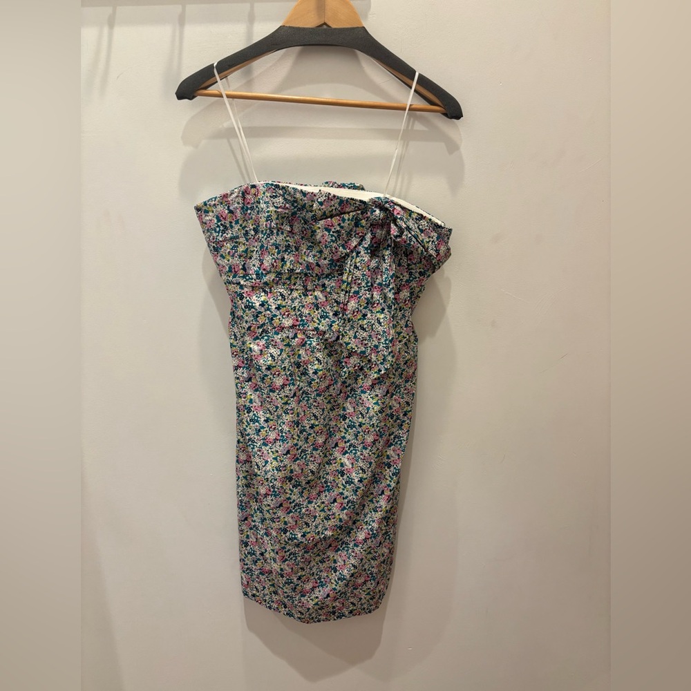 J Crew Floral Print Strapless Dress